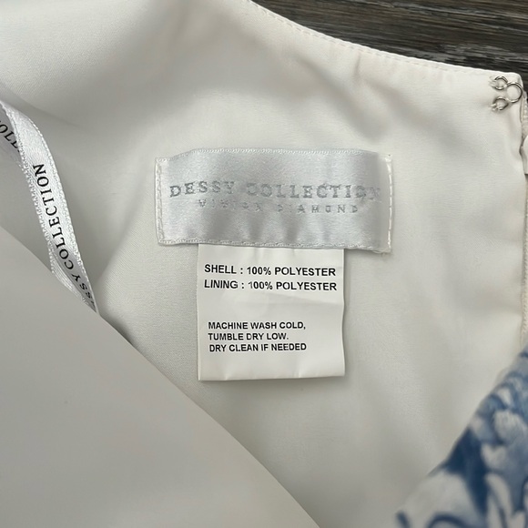 Dessy Collection Floral Print Ruffle Tie Strap Gown - Picture 9 of 10